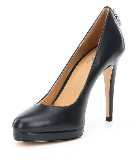 michael kors black leather heels|michael kors closed toe pumps.